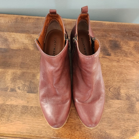 Red Cognac Leather Booties - Picture 5 of 7